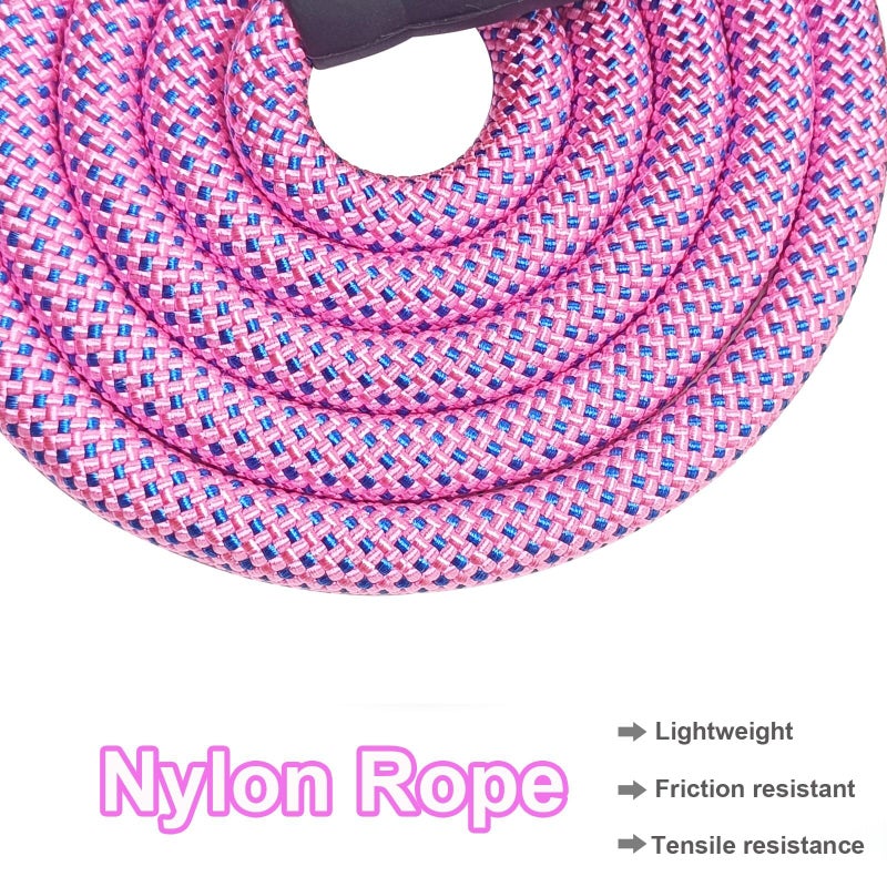 MayPaw Heavy Duty Rope Dog Leash, 3/4/5/6/7/8/10/12/15 FT Nylon Pet Leash, Soft Padded Handle Thick Lead Leashes for Large Medium Dogs (Pink-Blue dot, 1/2" * 8') - Image 4